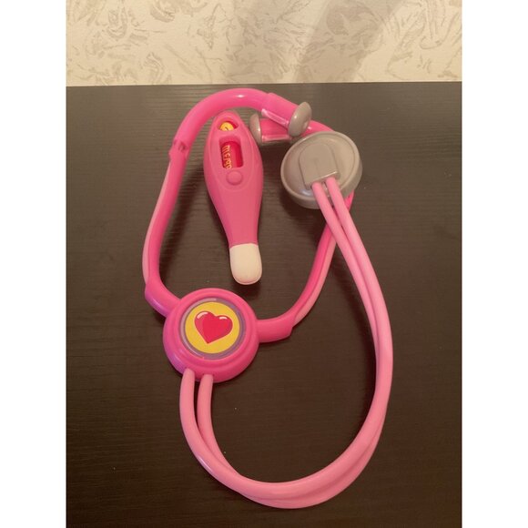 Pink Toy Doctors Nurse Stethoscope Thermometer Set For Kids - Pink & Grey - Picture 1 of 2